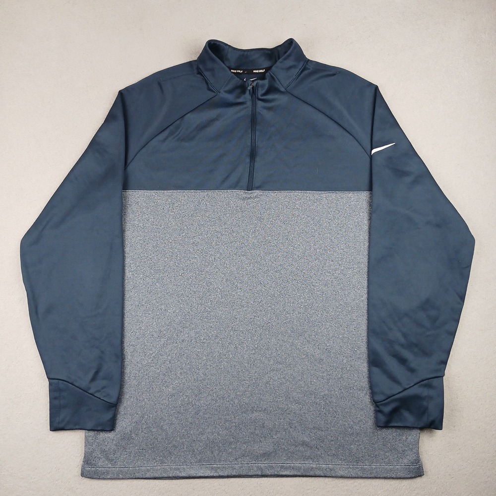 Nike Golf Pullover Mens XL 854498-454 1/4 Zip Therma Blue Grey Colorblock